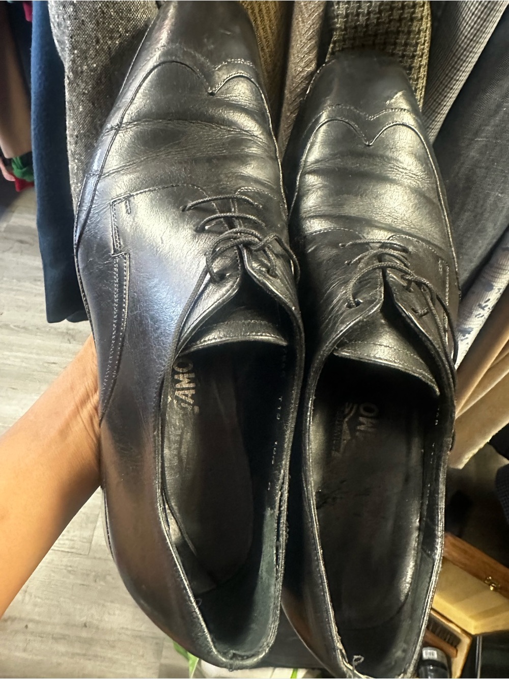 Salvatore Ferragamo Black Leather Lace-Up Oxfords